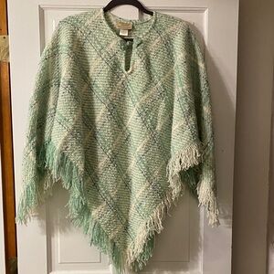 Handcrafted in Ireland Mint and Cream Women's Poncho
